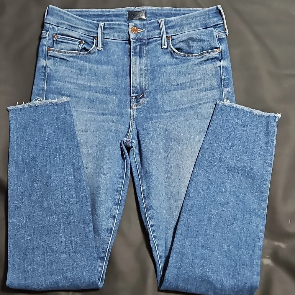MOTHER Skinny Jeans in Medium Blue Denim - Picture 3 of 6